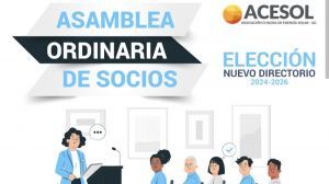 Aviso de Asamblea Ordinaria Semestral de la Asociación Chilena de Energía Solar AG ACESOL
